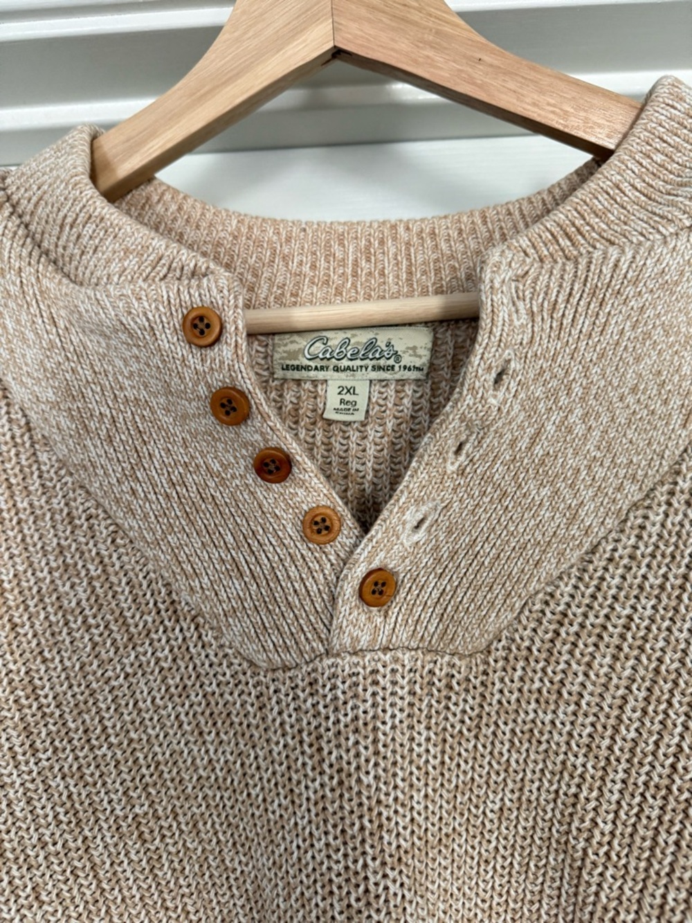 Beige Button-Detail Knit Sweater - Picture 3 of 3
